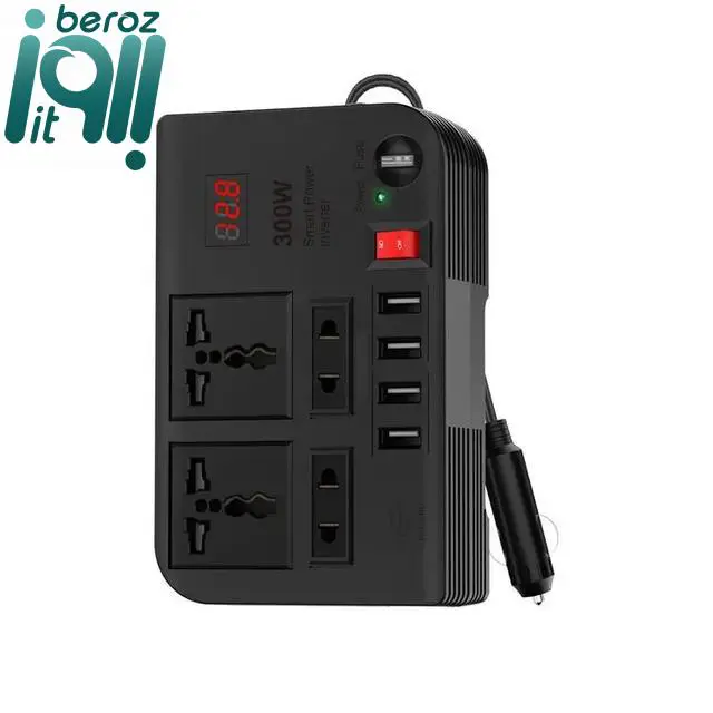 مبدل برق خودرو گرین لاین مدل Green lion Spark 3 Power Inverter 300W نسخه جدید بروز آی‌تی