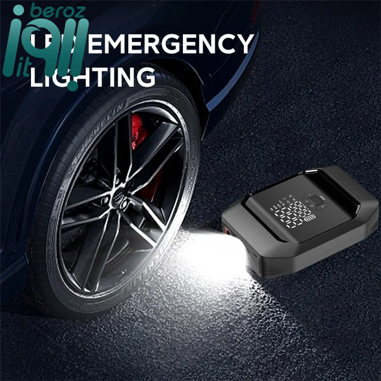 پمپ باد و جامپ استارت چهارکاره مدل 03 Jump Starter with Air Compressor (نسخه جدید - ارسال 1 ساعته) بروز آی‌تی