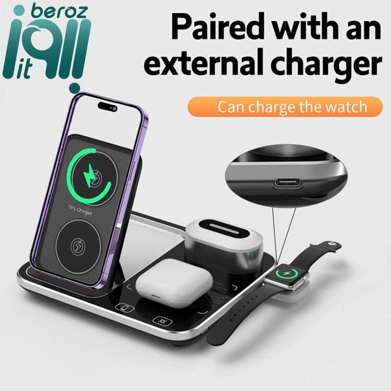 استند و شارژر وایرلس 15 وات Green Lion 4 in 1 Wireless Charging Station 2