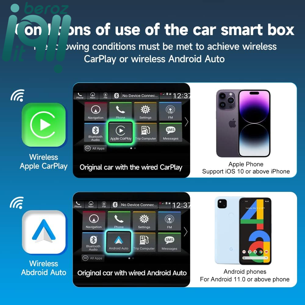 دانگل تبدیل کارپلی به اندروید اتو بی سیم و کارپلی بی سیم Carlinkit