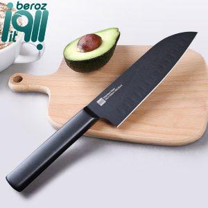 سرویس چاقو آشپزخانه 5 پارچه با تیغه فولاد ضدزنگ و با دسته چوب هوهاو مدل HU0076